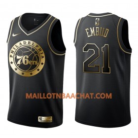 Maillot NBA Philadelphia 76ers Joel Embiid 21 Nike Noir Golden Edition Swingman - Homme